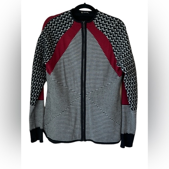 Smartwool Black and Red Patterned Cardigan - Picture 1 of 10